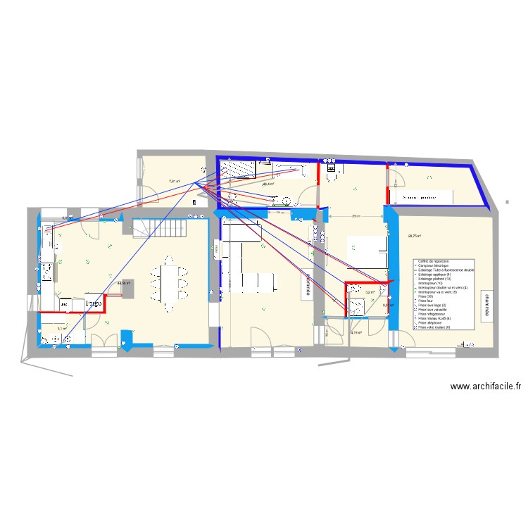 cuisine salle a manger entree. Plan de 0 pièce et 0 m2