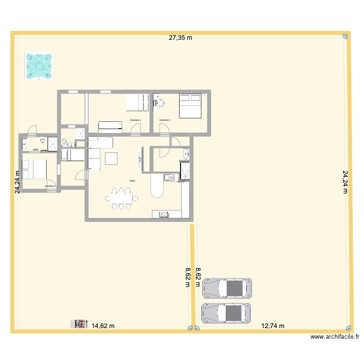 Maison. Plan de 10 pièces et 770 m2