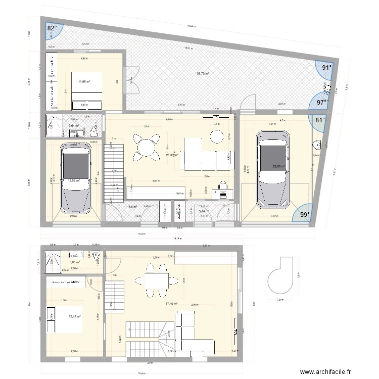 auray R+1. Plan de 11 pièces et 180 m2