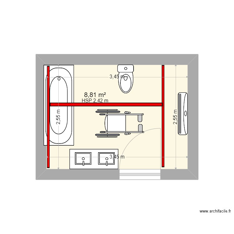 SEM ademic16 La couronne. Plan de 1 pièce et 9 m2