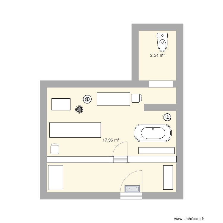 Plan de mon salon de toilettage . Plan de 2 pièces et 21 m2