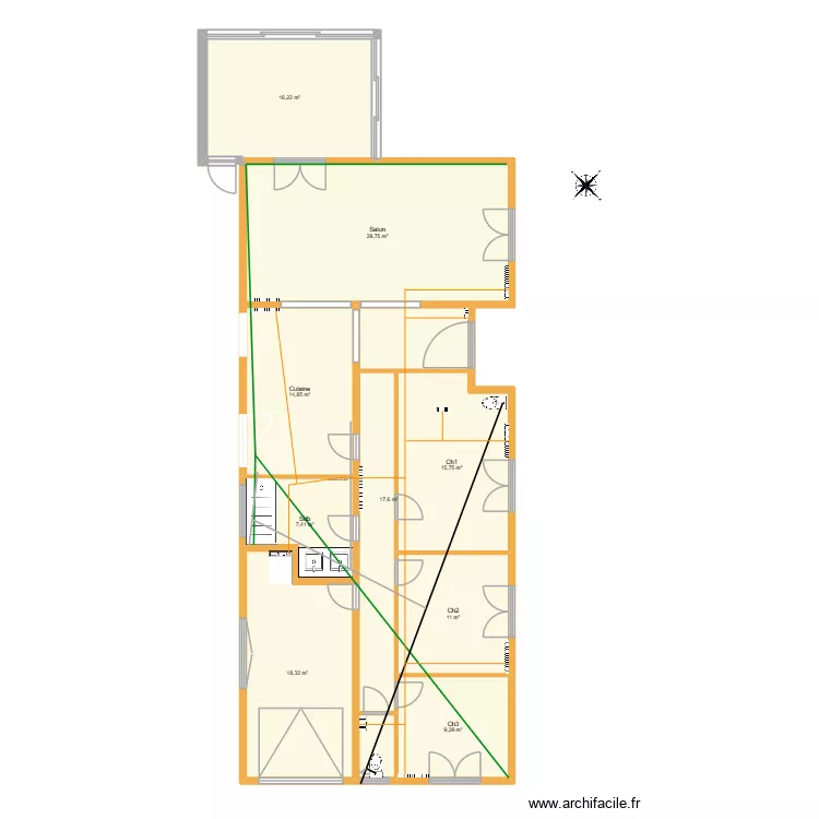 Plan maison plomberie. Plan de 9 pièces et 140 m² Plan maison plomberie. Plan de 9 pièces et 140 m²