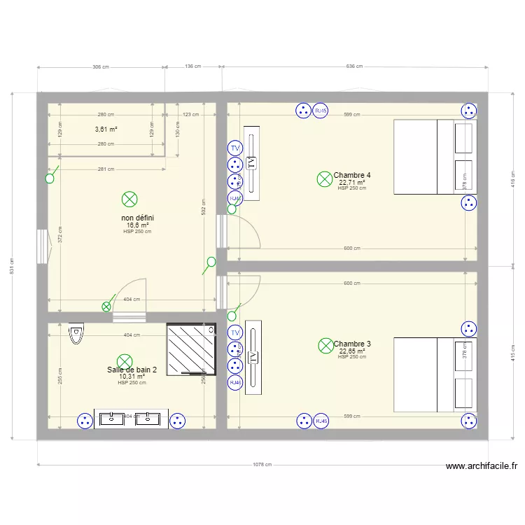 ferme &eacute;tage 1 &eacute;lectricit&eacute;. Plan de 