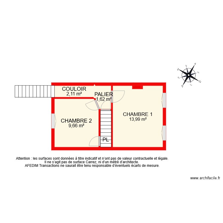 BI 7825 ETAGE 1 PASCAL. Plan de 7 pièces et 29 m2