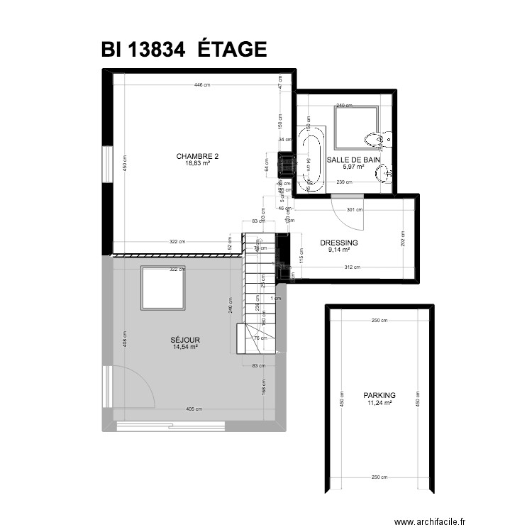 BI 13834. Plan de 18 pièces et 150 m2