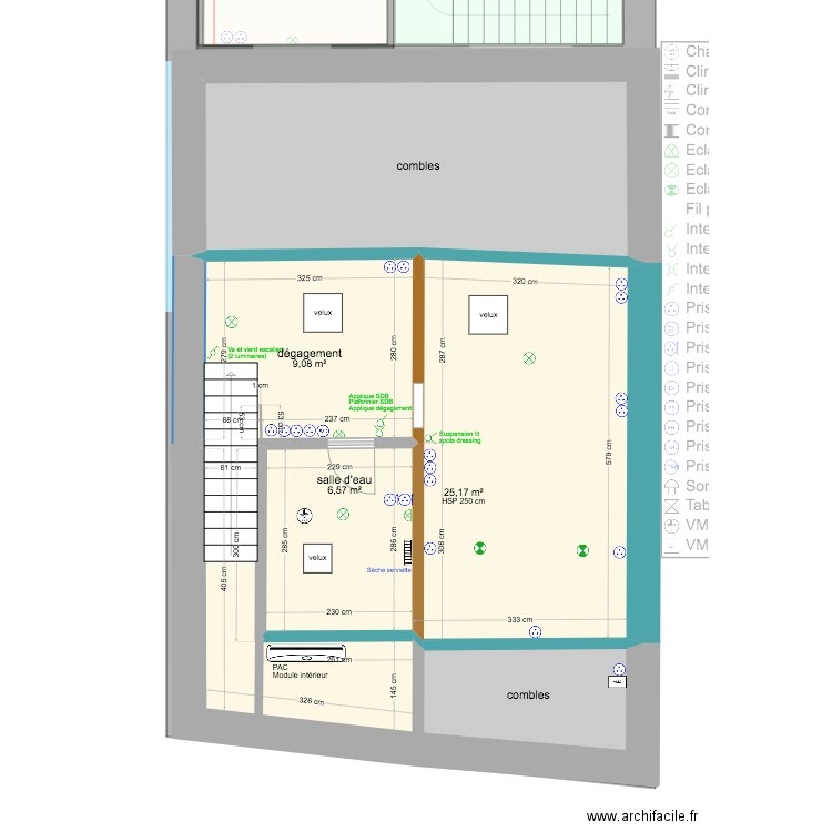 Plan électrique. Plan de 16 pièces et 222 m2