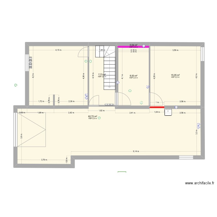 PROJET SOUS SOL. Plan de 5 pièces et 94 m2