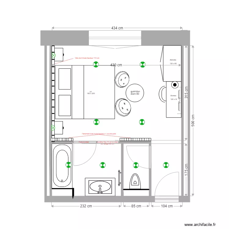 R1     CHAMBRE 20. Plan de 