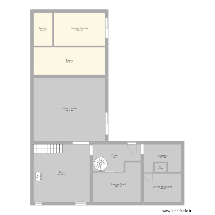 Maison - Plan DP 1. Plan de 10 pièces et 137 m2