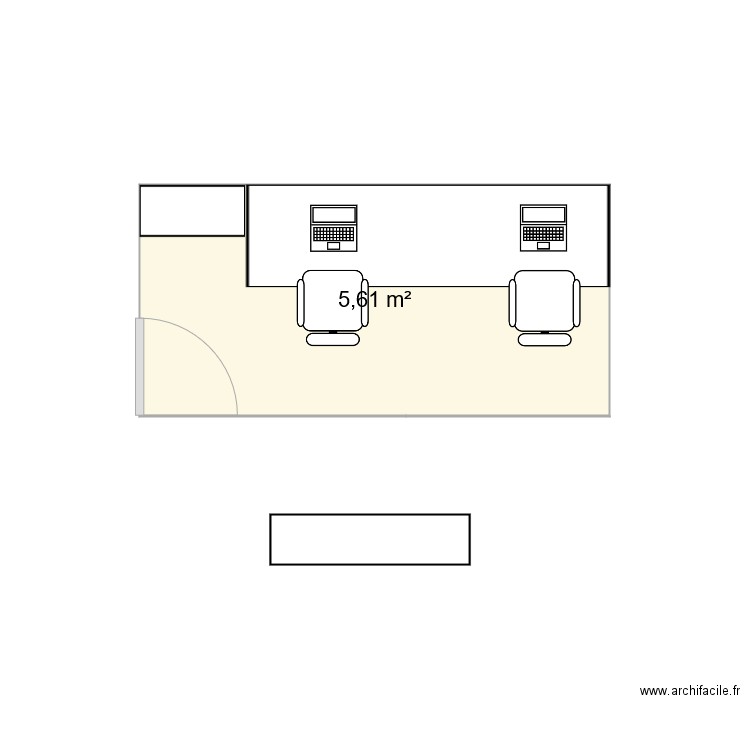 Mezzanine Quemperven. Plan de 1 pièce et 6 m2
