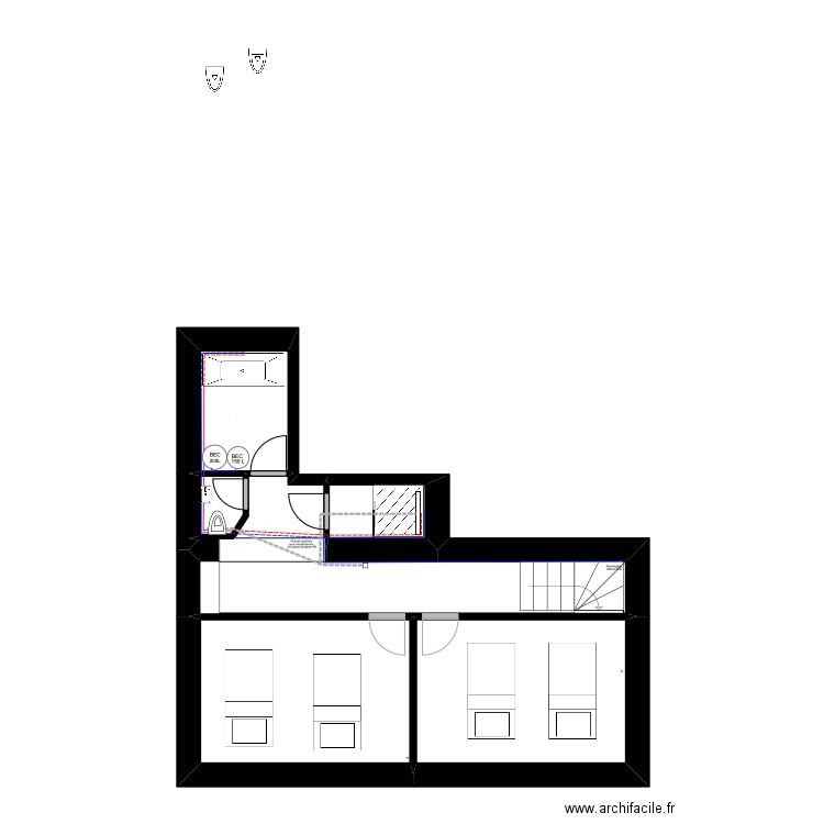 SABAI SOUS SOL plomberie. Plan de 7 pièces et 45 m2