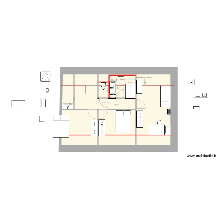 mallassagne étage aménagement 22 03 19. Plan de 0 pièce et 0 m2