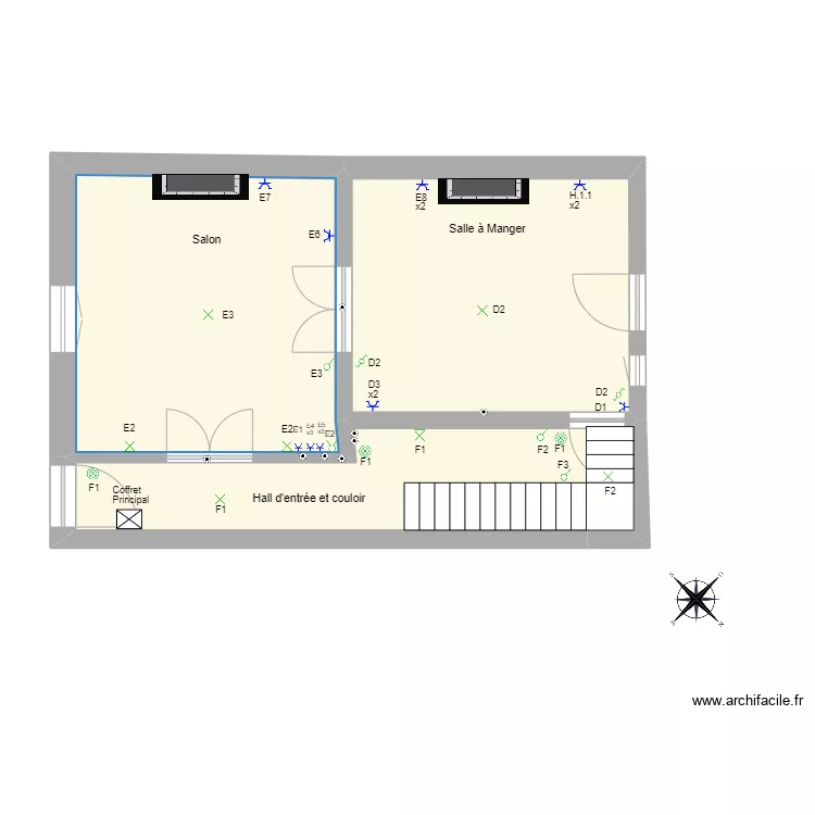 Maison rez de chausse. Plan de 
