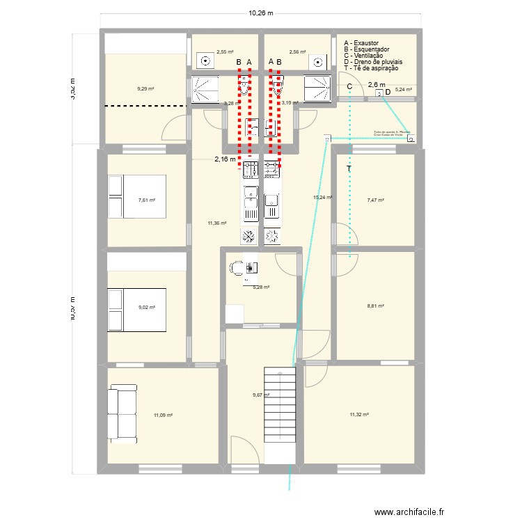 V Nova 0. Plan de 32 pièces et 247 m2