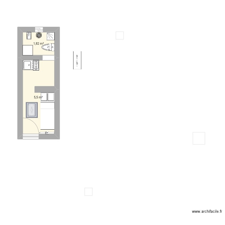 studio garage . Plan de 2 pièces et 7 m2