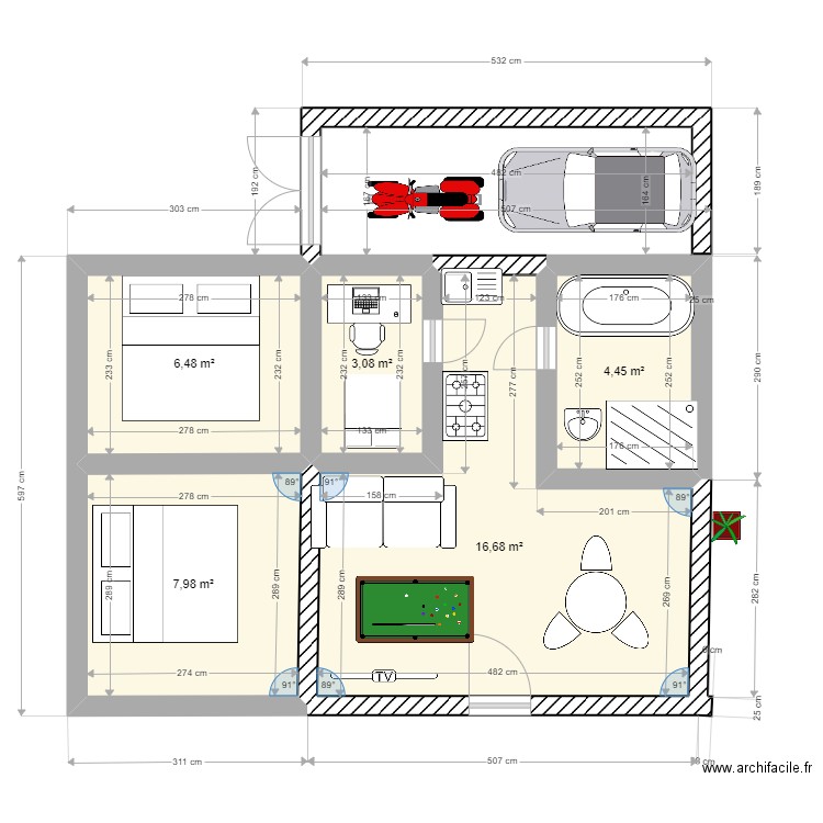 maison              diego      rochery. Plan de 5 pièces et 39 m2