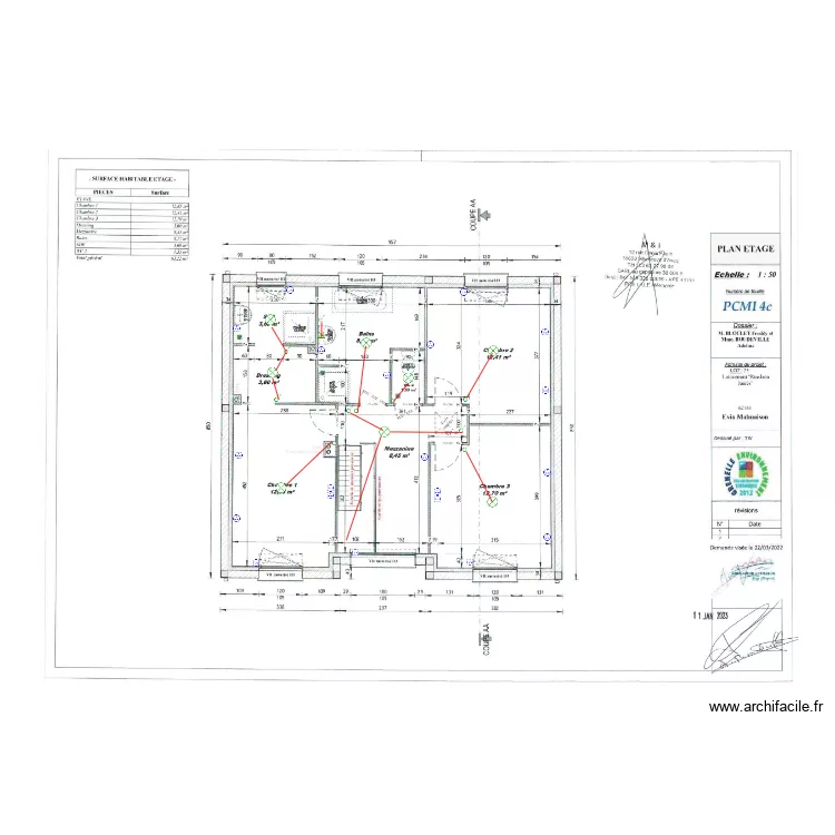 BLOCLET BOUDEVILLE etage. Plan de 