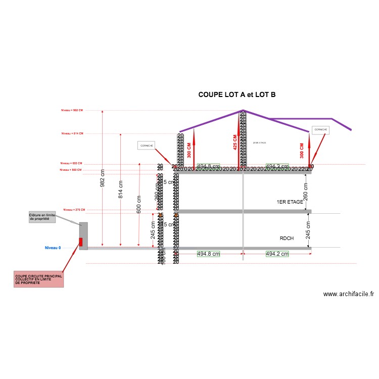 Coupe Lot A pour PIGNON 10 01 2020. Plan de 0 pièce et 0 m2