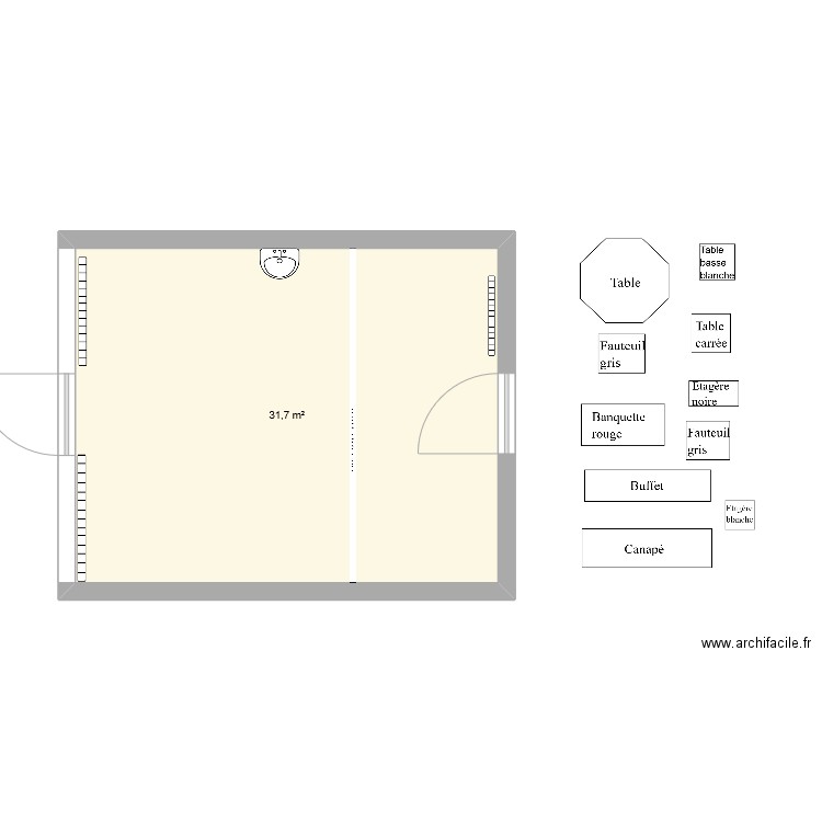 Salle groupe 1. Plan de 1 pièce et 32 m2