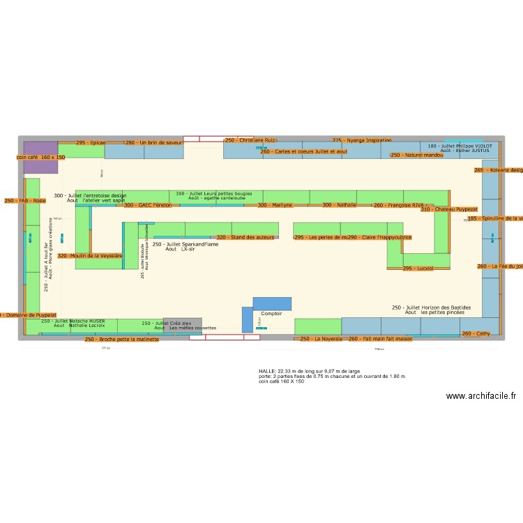 expo estivale 2023 -TABLES BOIS. Plan de 1 pièce et 202 m2