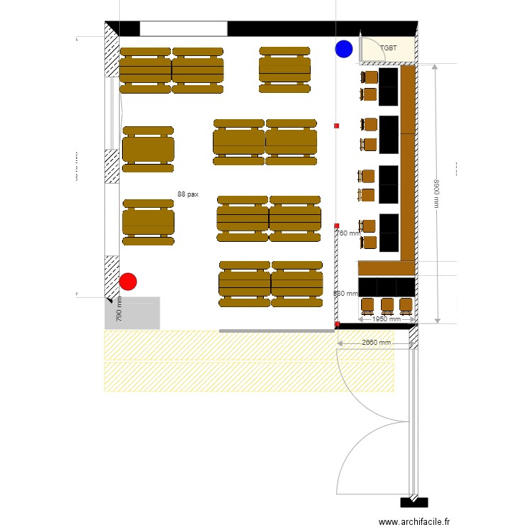 TERRASSE VAISE. Plan de 4 pièces et 5 m2