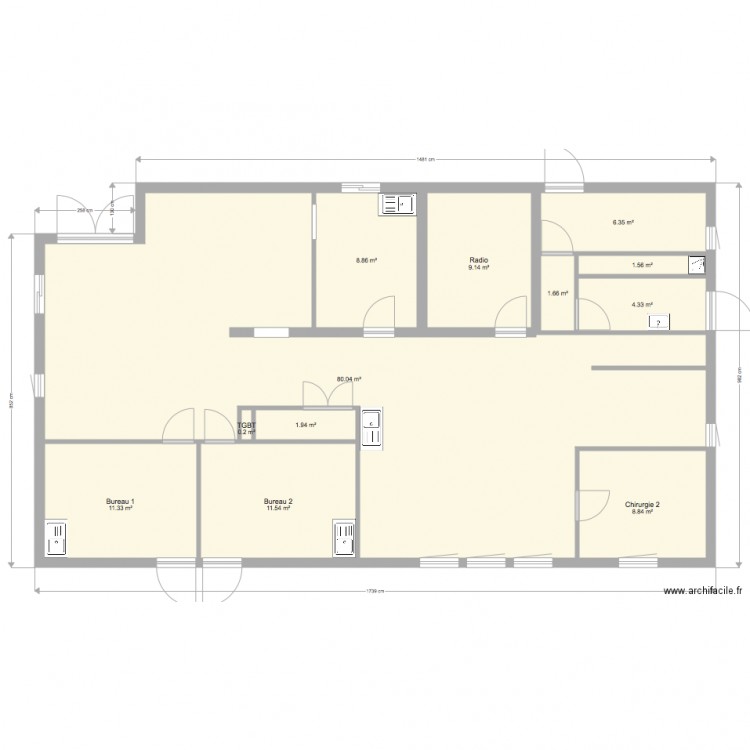 Clinique. Plan de 0 pièce et 0 m2