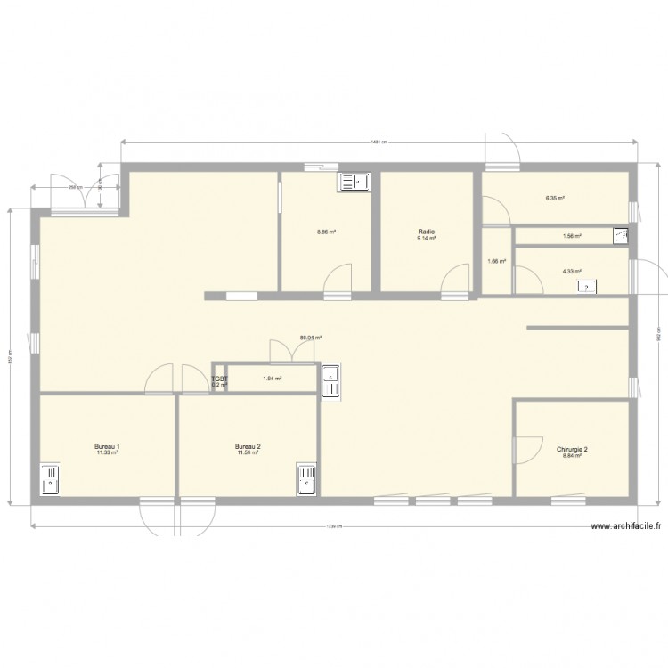 Clinique. Plan de 0 pièce et 0 m2