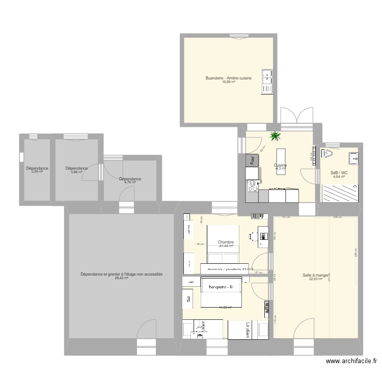 PLAN MAISON ET DEPENDANCE. Plan de 10 pièces et 120 m2