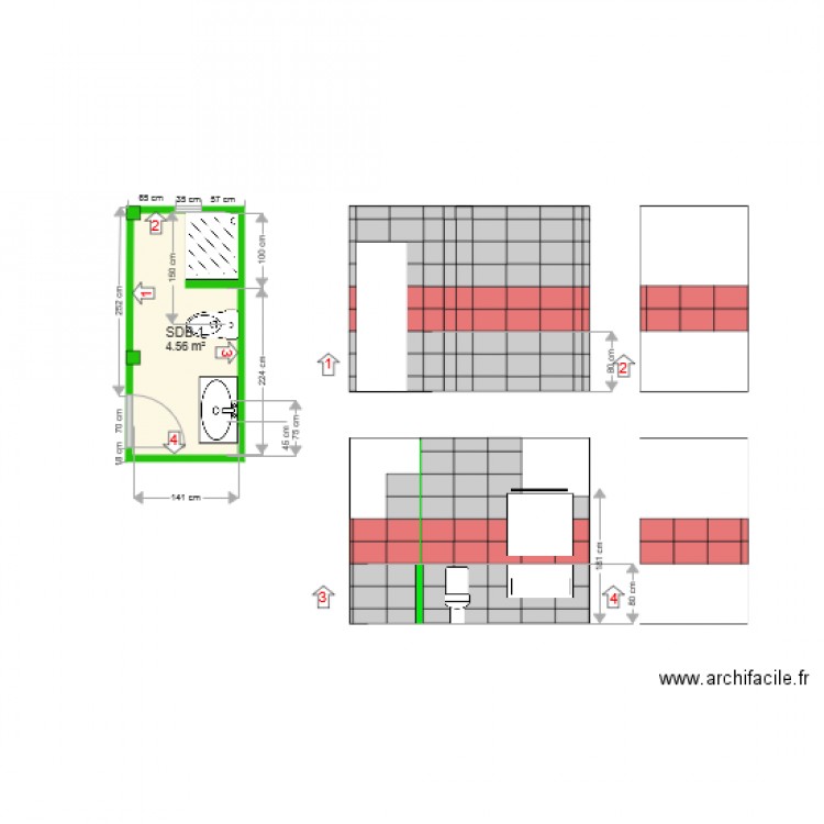 aménagement SDB 1. Plan de 0 pièce et 0 m2