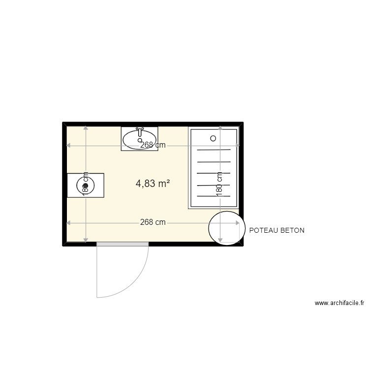GOSSET SEVERINE - Plan 1 pièce 5 m2 dessiné par harmo59000