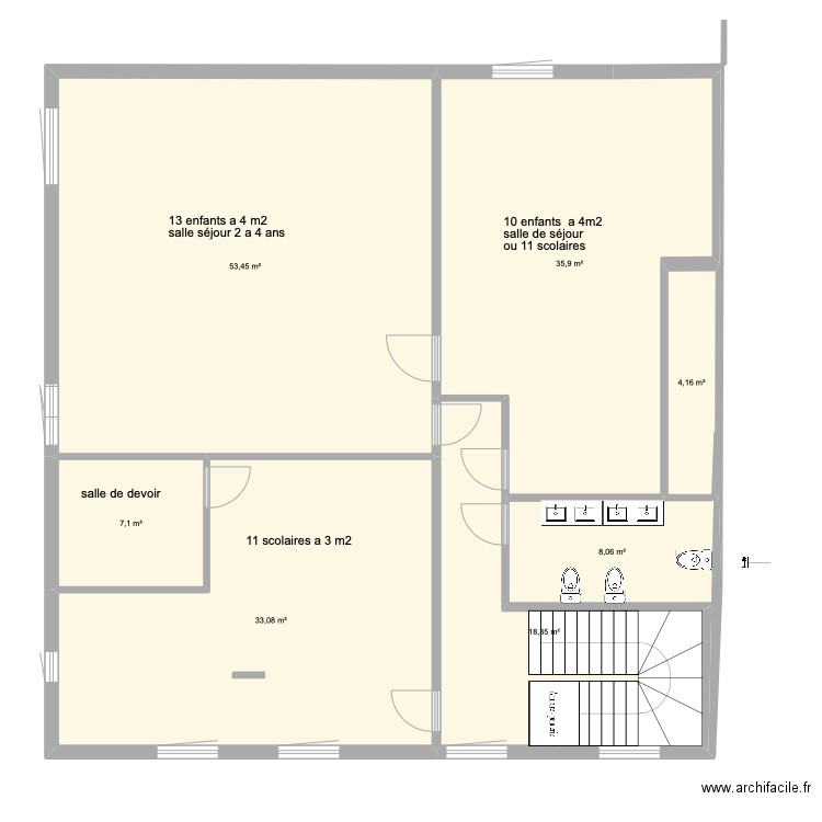 titre. Plan de 7 pièces et 160 m2