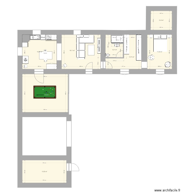 Mas Boisset rdc papa maman aménagé 1. Plan de 8 pièces et 104 m2