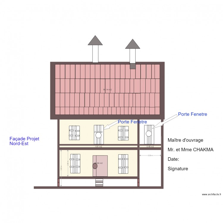 Façade Projet NORD EST. Plan de 0 pièce et 0 m2