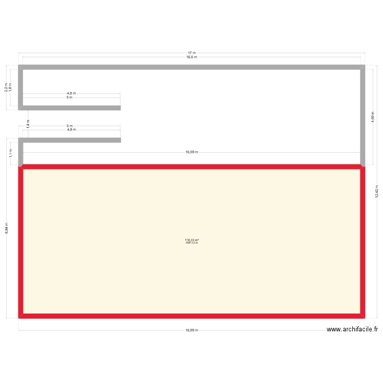 Projet LPDA 3. Plan de 1 pièce et 118 m2