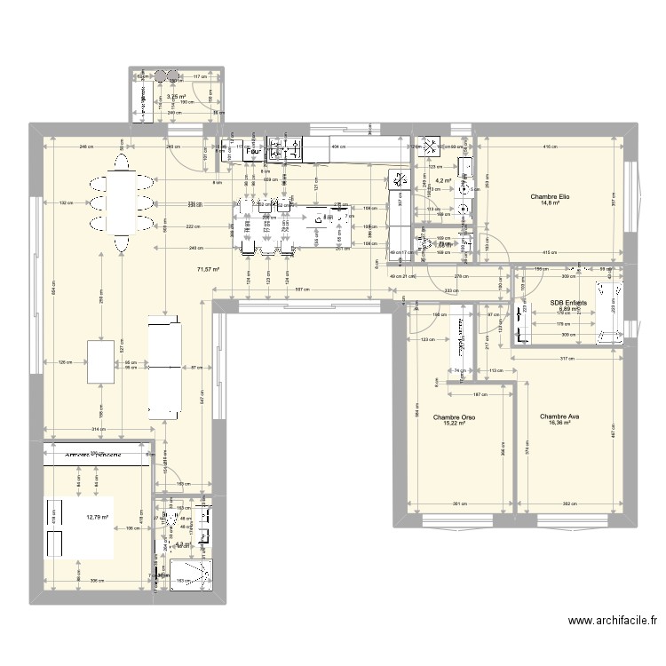 Fornacciari. Plan de 10 pièces et 152 m2