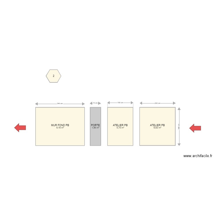 ATELIER  FOND MAGASIN. Plan de 5 pièces et 23 m2