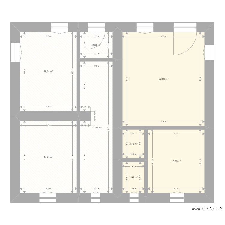 Guyot 2. Plan de 12 pièces et 265 m2