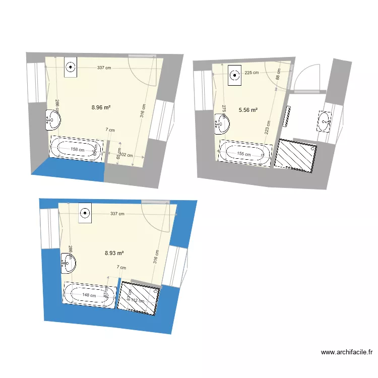 SALLE DE BAIN COMMUNE ETAT ACTUEL et projet 1. Plan de SALLE DE BAIN COMMUNE ETAT ACTUEL et projet 1. Plan de
