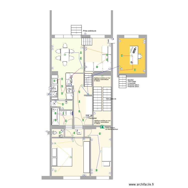 Banning 21 Rez 1 Electricité. Plan de 8 pièces et 80 m2