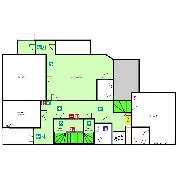 Dumont rdc arrière. Plan de 33 pièces et 2115 m2