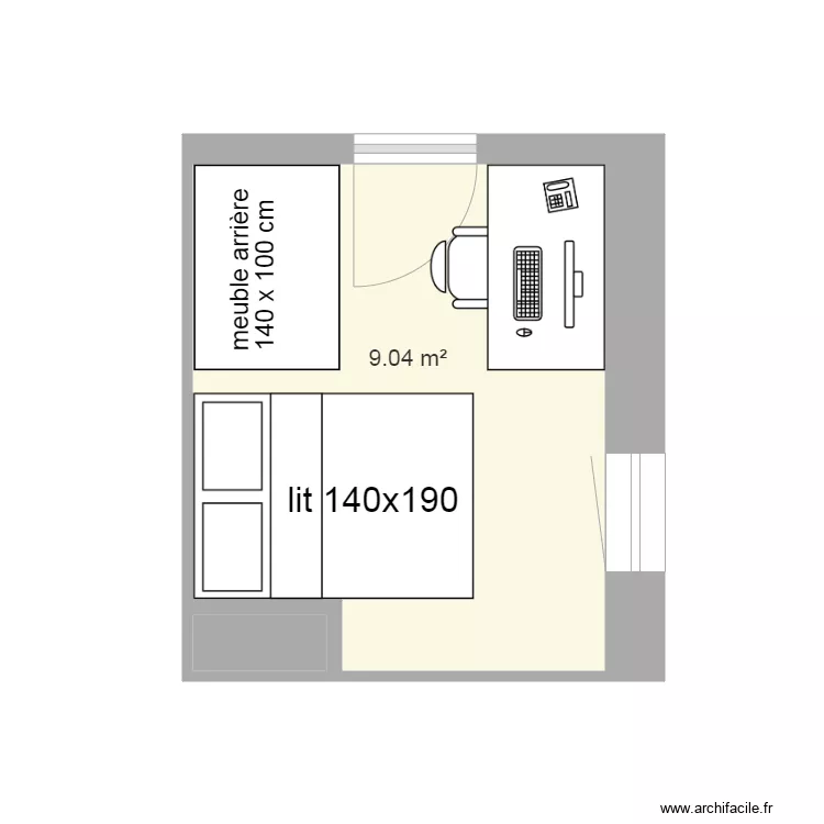 Chambre 3 attique. Plan de 