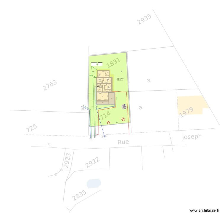 2023 03 01 Maison + Cadastre. Plan de 12 pièces et 975 m2