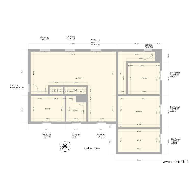 Rodriguez. Plan de 11 pièces et 96 m2