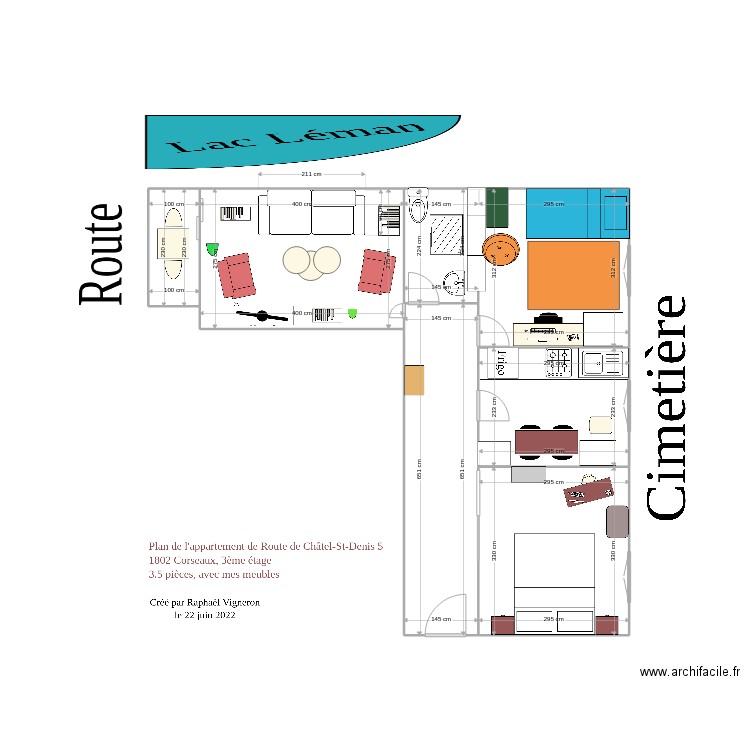 Corseaux New meublé. Plan de 7 pièces et 52 m2