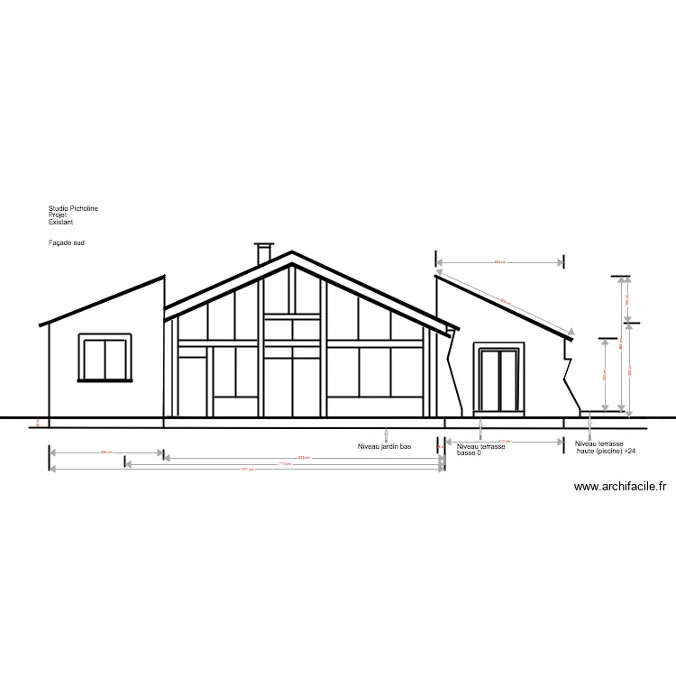 Studio Picholine Projet Fa&ccedil;ade Sud 07 18 R&eacute;hausse toiture. Plan de 