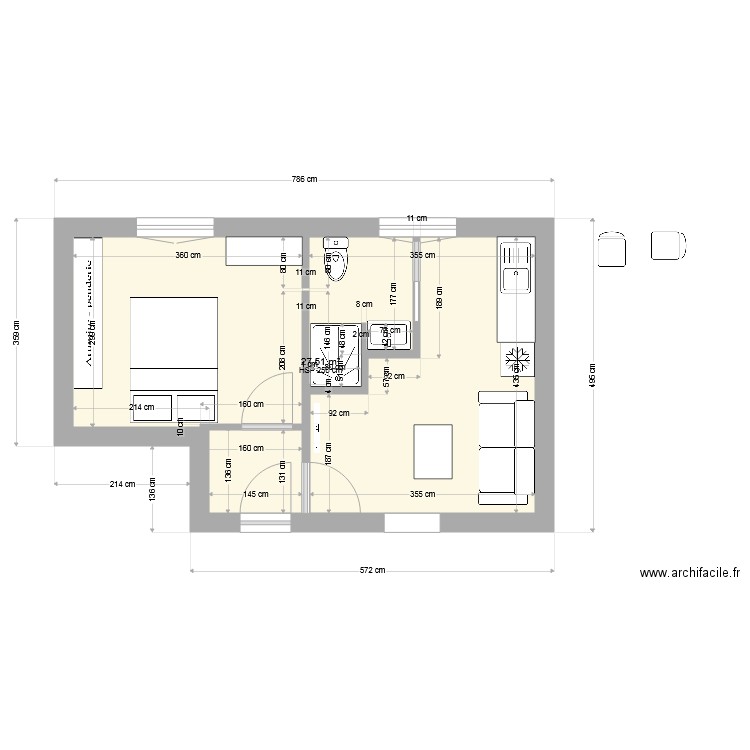 plan appt turpin futur 2. Plan de 1 pièce et 28 m2