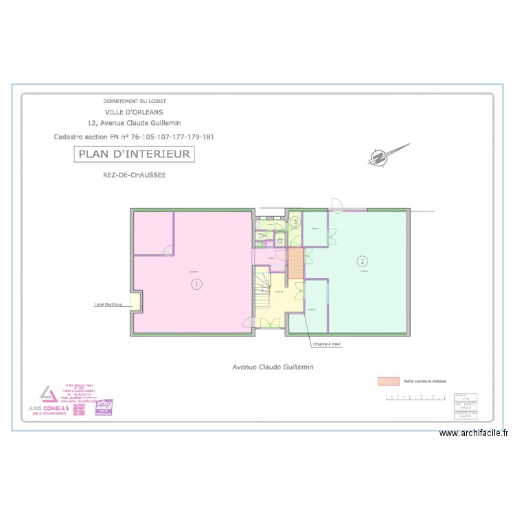 RDC Guillemin existant. Plan de 12 pièces et 218 m2