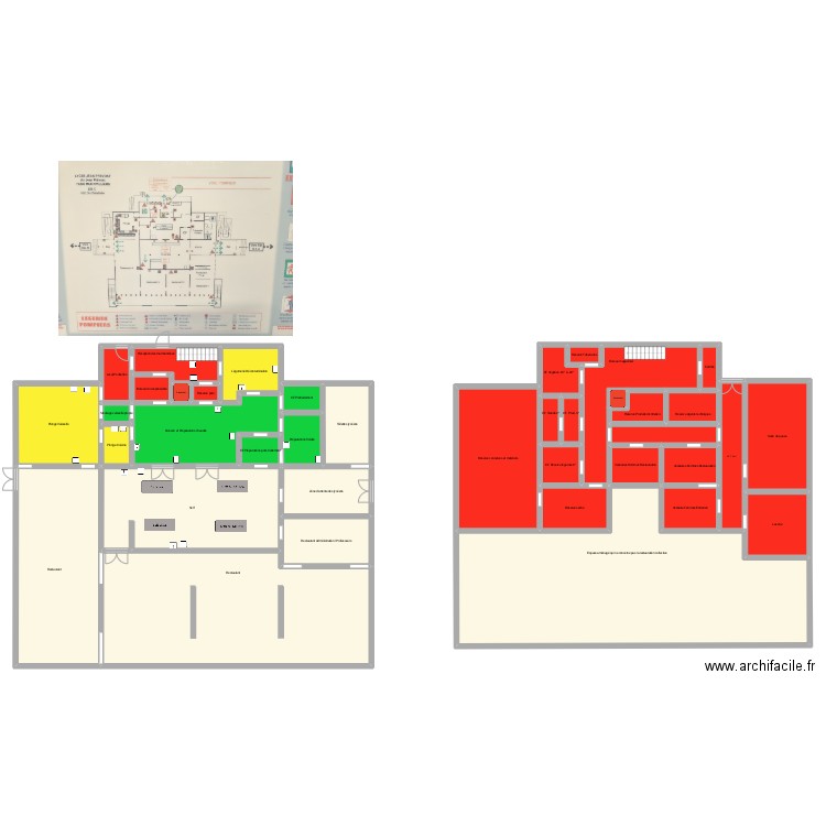 Cuisine Jean Prévost. Plan de 39 pièces et 743 m2
