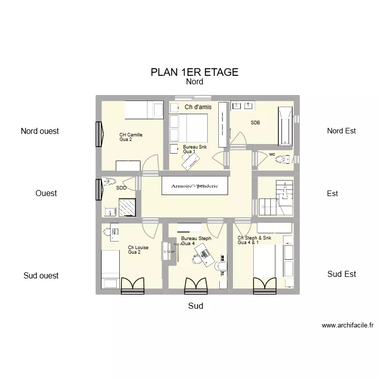 1er etage maison 11. Plan de 3  et 81 m²
