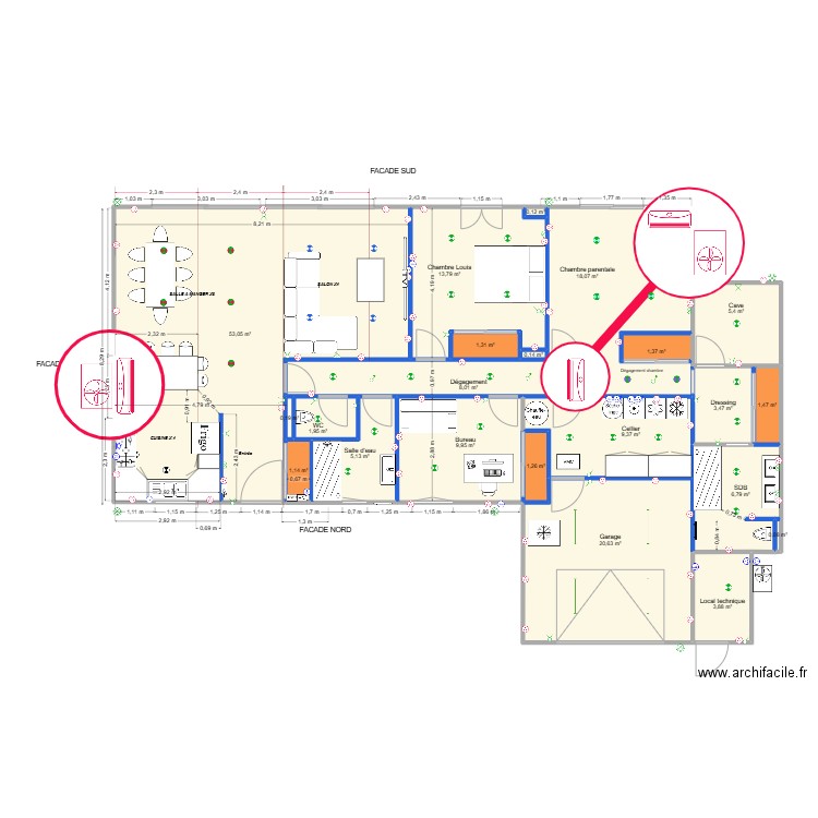 grenay poulieu plan clim. Plan de 22 pièces et 167 m2